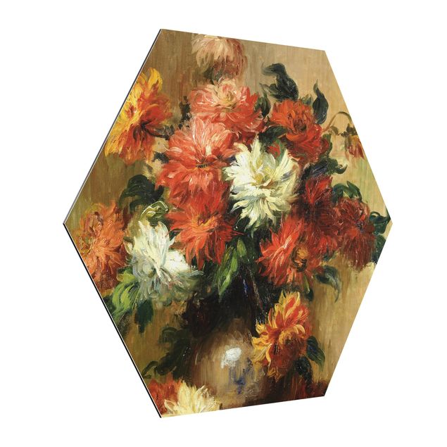 Alu-Dibond hexagon - Auguste Renoir - Still Life with Dahlias