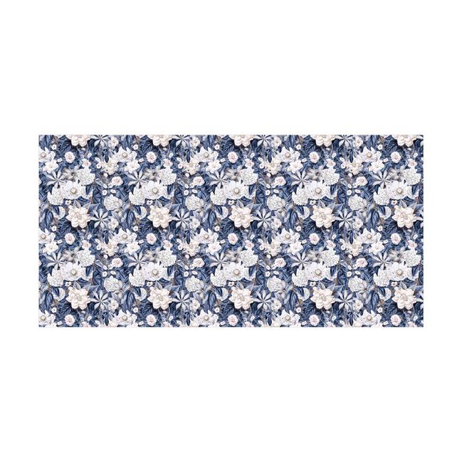Floral rugs White Flowers In Front Of Blue