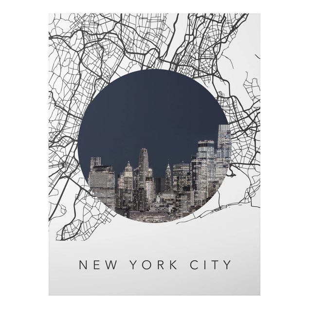 Print on aluminium - Map Collage New York City