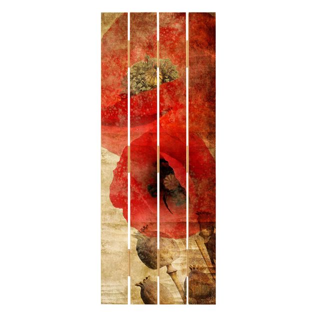 Print on wood - Poppy Flower