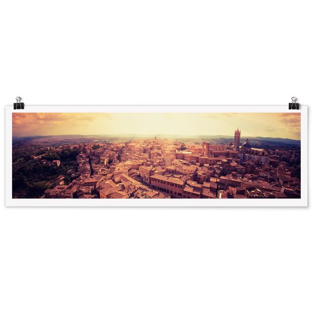 Panoramic poster architecture & skyline - Good Morning Siena