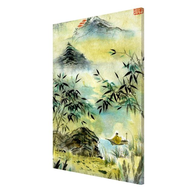 Magnetic memo board - Japanese Watercolour Drawing Bamboo Forest