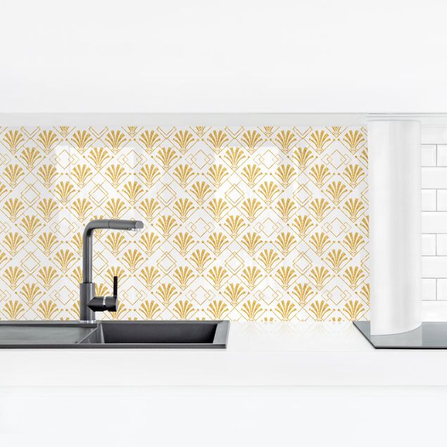 Kitchen wall cladding - Glitter Optic With Art Deco Pattern In Gold