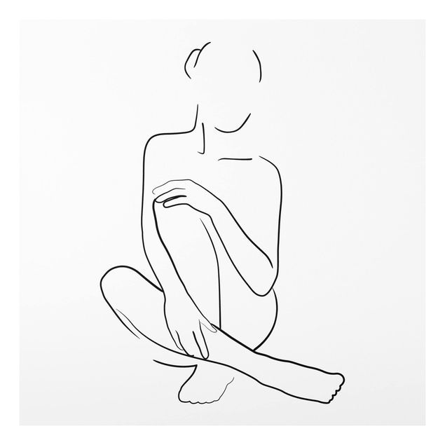 Print on forex - Line Art Woman Sitting Black And White