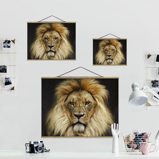 Fabric print with poster hangers - Wisdom Of Lion