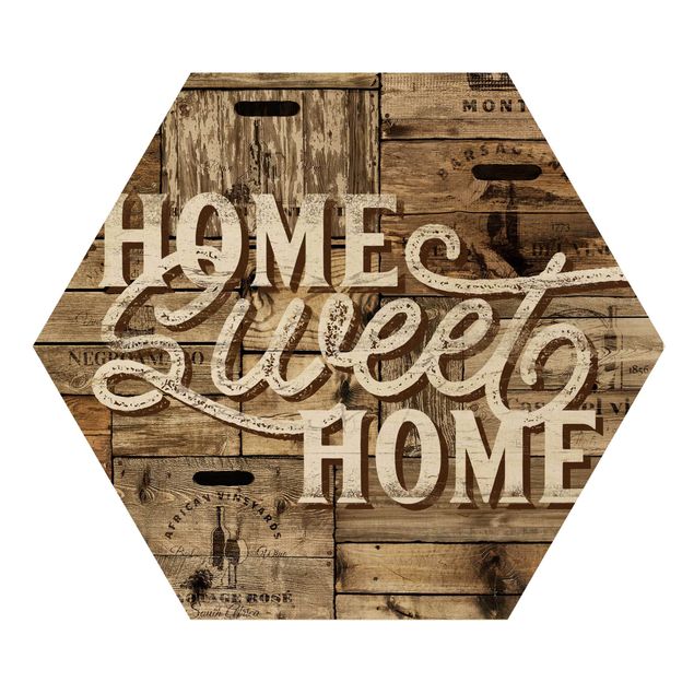 Wooden hexagon - Home sweet Home Wooden Panel