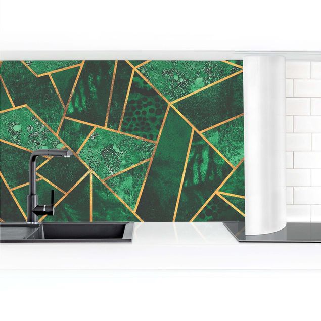 Kitchen wall cladding - Dark Emerald With Gold II