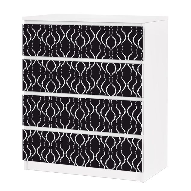 Adhesive film for furniture IKEA - Malm chest of 4x drawers - Dot Pattern In Black