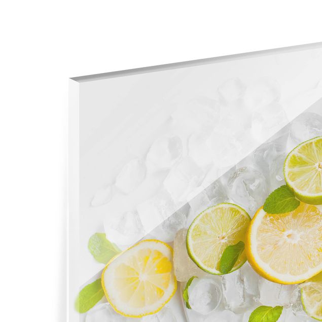 Splashback Toughened Glass Modern Unique Kitchen Fresh Limes Lemon Ice Any Sizes 