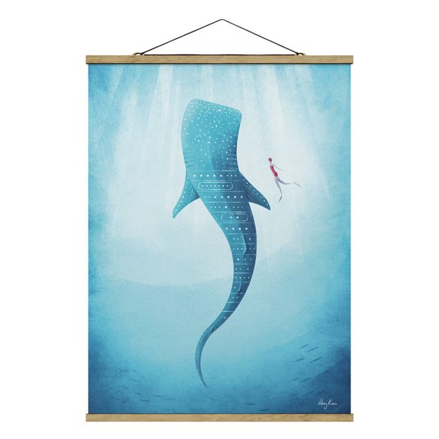 Fabric print with poster hangers - The Whale Shark