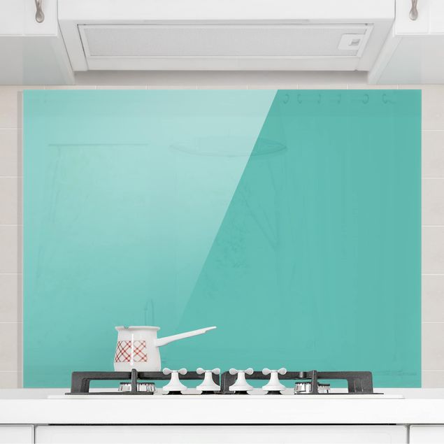 Glass splashback kitchen plain Turquoise