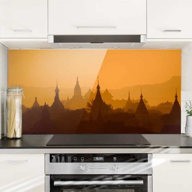 Glass splashback kitchen architecture and skylines Temple City In Myanmar