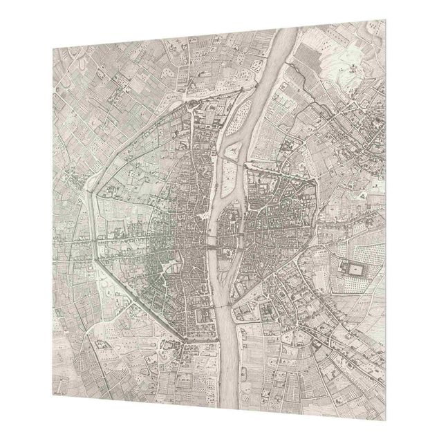 Splashback - Vintage Map Paris - Square 1:1