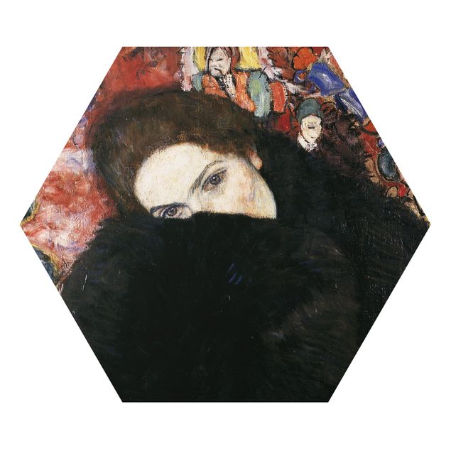 Alu-Dibond hexagon - Gustav Klimt - Lady With A Muff