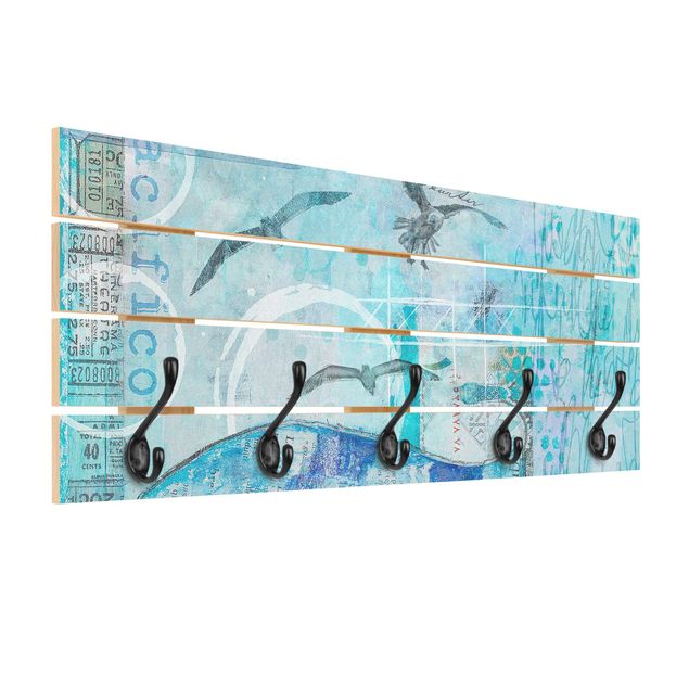 Coat rack - Colourful Collage - Blue Fish