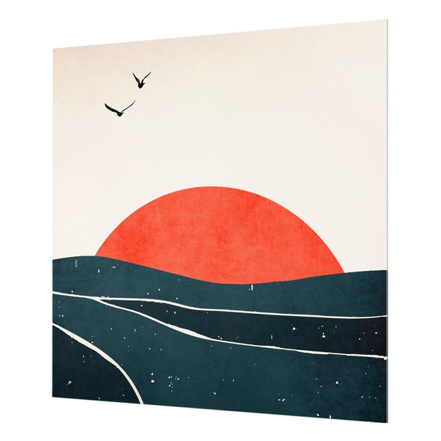 Glass splashback animals Ocean In Front Of Red Sun