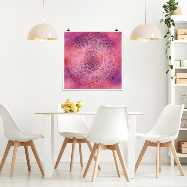 Poster - Watercolour Mandala Light Pink Violet