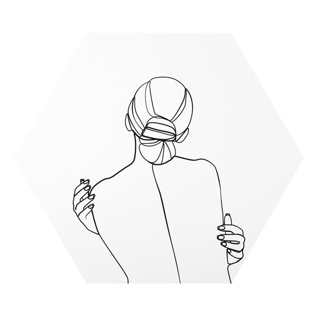 Forex hexagon - Line Art Woman Back Black And White