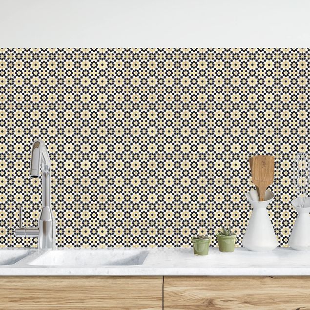 Kitchen splashback patterns Oriental Patterns With Golden Flowers