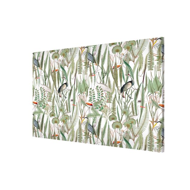 Magnetic memo board - Flamingos And Storks With Plants