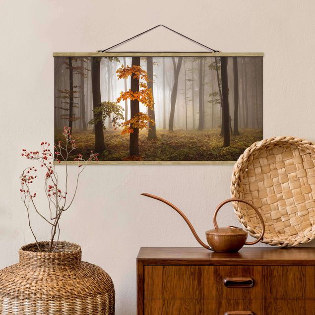 Fabric print with poster hangers - November Forest