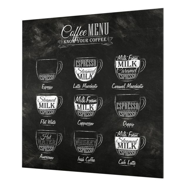 Glass Splashback - Coffees chalkboard - Square 1:1