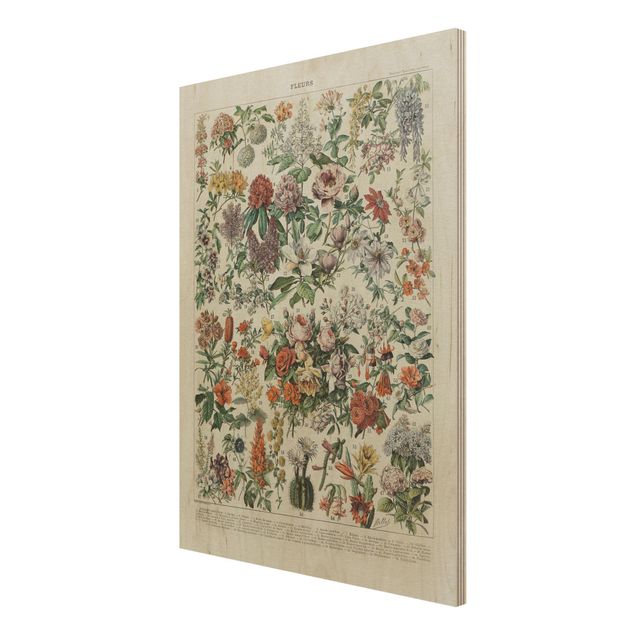 Print on wood - Vintage Board Flowers II
