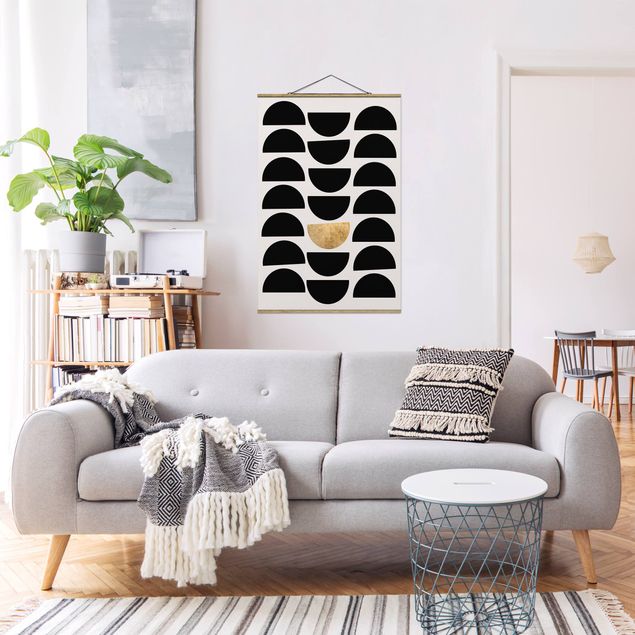 Fabric print with poster hangers - Geometrical Semicircle II