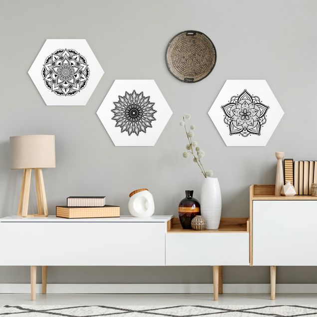 Forex hexagon - Mandala Flower Sun Illustration Set Black And White