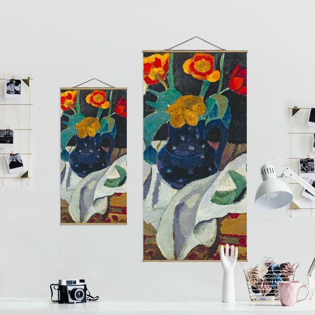 Fabric print with poster hangers - Paula Modersohn-Becker - Still Life with Tulips