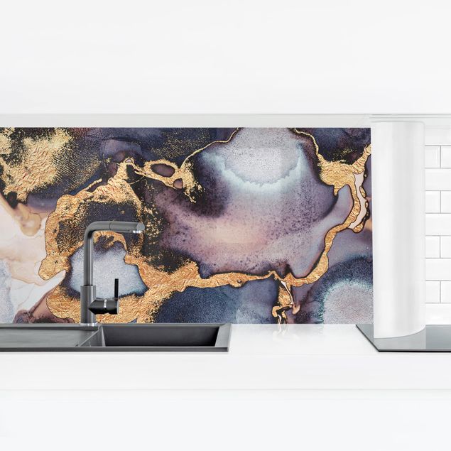 Splashback Marble Watercolour With Gold