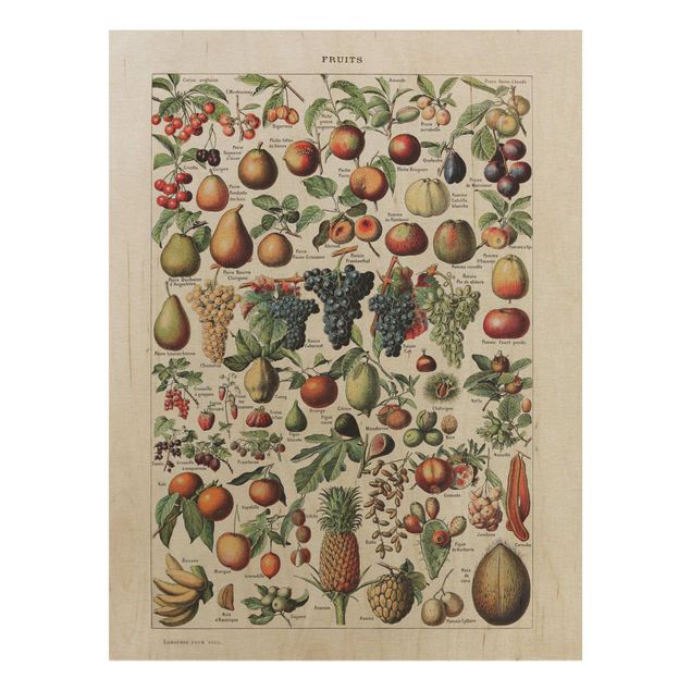 Print on wood - Vintage Board Fruits