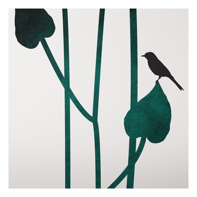Alu-Dibond print - Graphical Plant World - Bird On Leaf