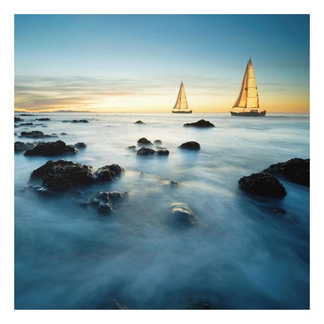Glass Splashback - Sailboats In The Ocean - Square 1:1