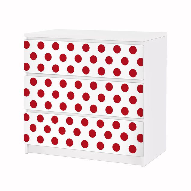 Adhesive film for furniture IKEA - Malm chest of 3x drawers - No.DS92 Dot Design Girly White