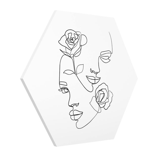 Forex hexagon - Line Art Faces Women Roses Black And White