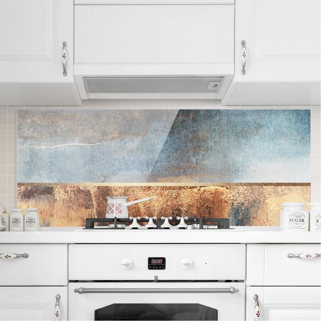 Glass splashback patterns Abstract Lakeshore In Gold