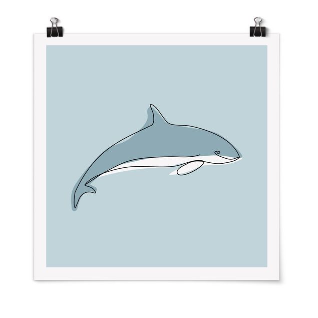 Poster - Dolphin Line Art