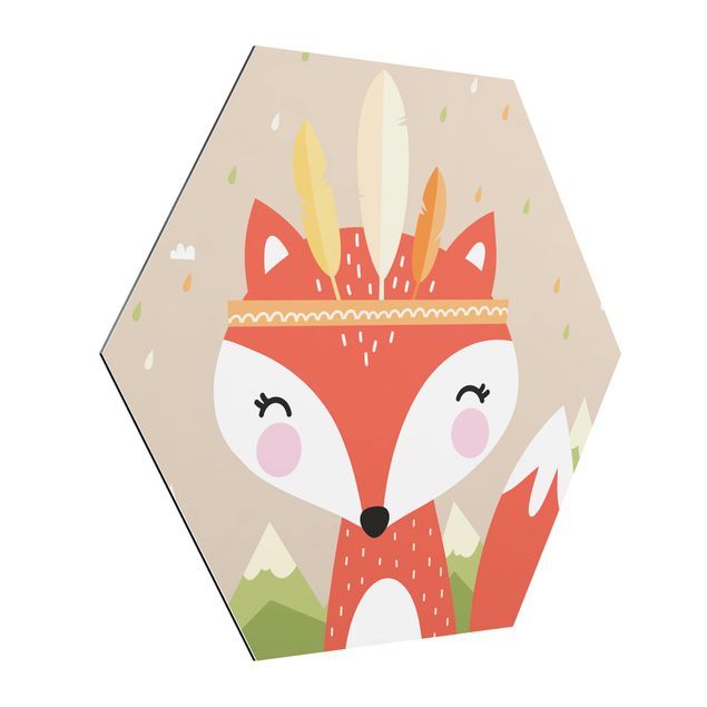 Alu-Dibond hexagon - Indian Fox