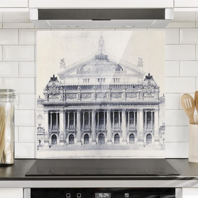 Glass splashback kitchen architecture and skylines Prix ​​De Rome Sketch II