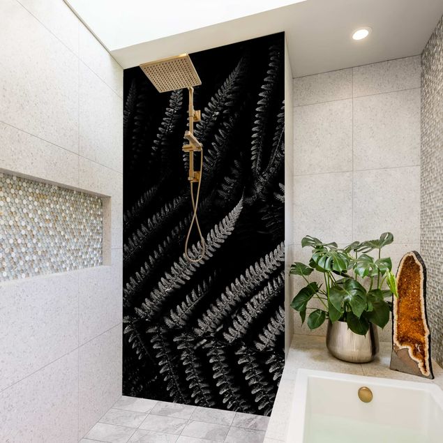 Shower wall panels Black And White Botany Fern