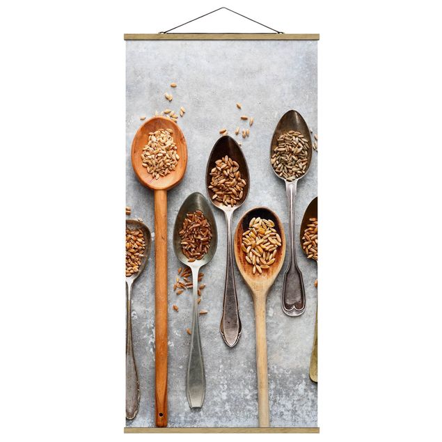 Fabric print with poster hangers - Cereal Grains Spoon