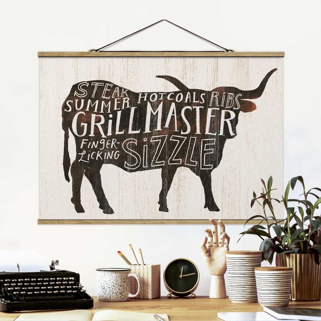 Fabric print with poster hangers - Farm BBQ - Beef
