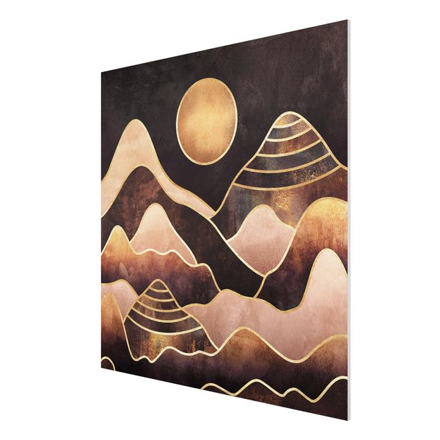 Print on forex - Golden Sun Abstract Mountains