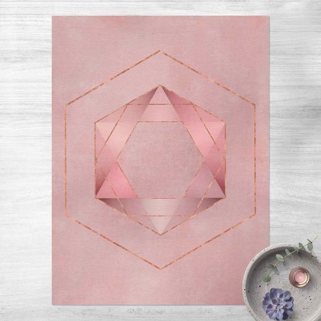 balcony mat Geometry In Pink And Gold I