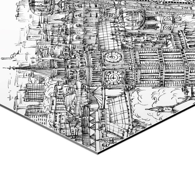 Alu-Dibond hexagon - City Study - London Eye