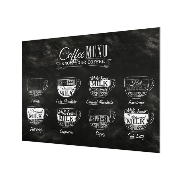 Glass Splashback - Coffees chalkboard - Landscape 3:4
