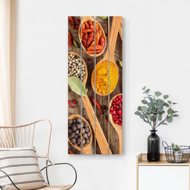 Print on wood - Spices On Wooden Spoon