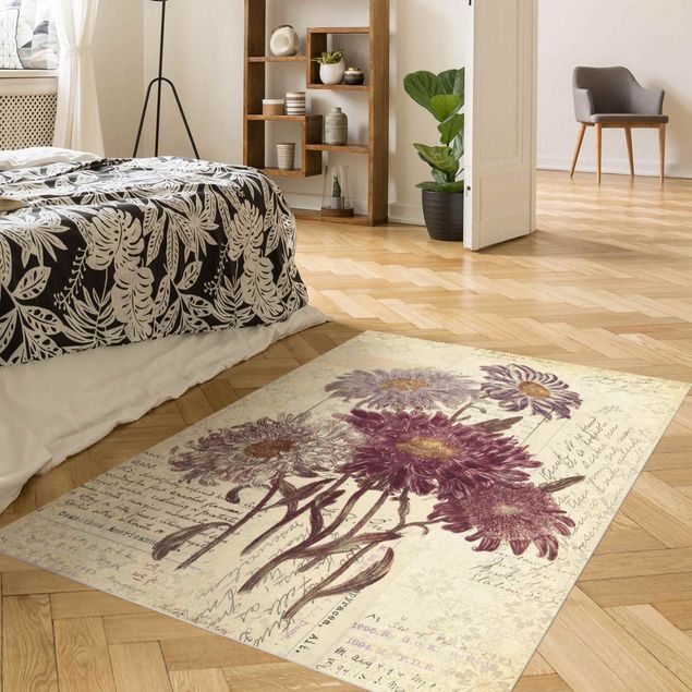 contemporary rugs Vintage Flowers With Handwriting