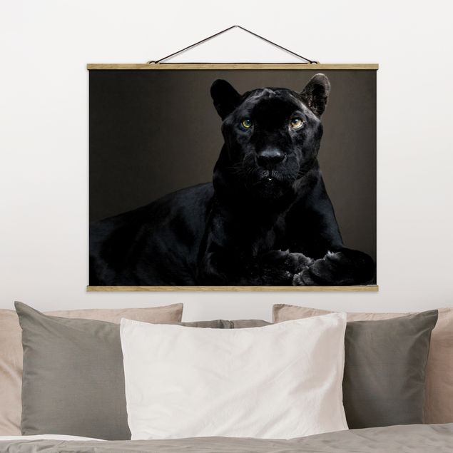 Fabric print with poster hangers - Black Puma